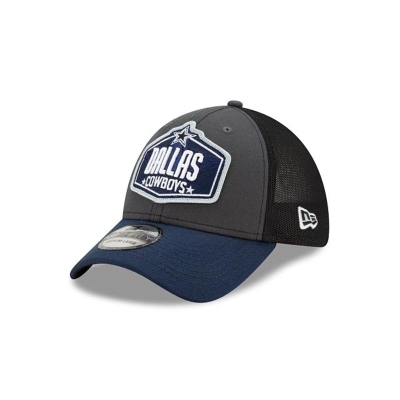 Grey Dallas Cowboys Hat - New Era NFL NFL Draft 39THIRTY Stretch Fit Caps USA0948352